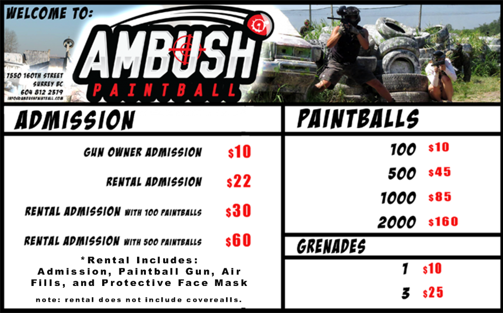 pricingweb1 Ambush Paintball